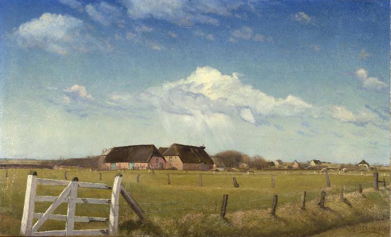 Laurits Andersen Ring Fenced in Pastures by a Farm with a Storks Nest on the Roof